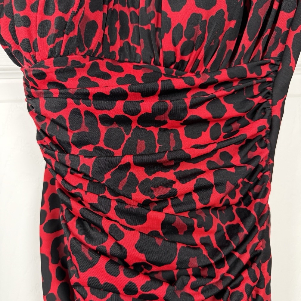 Miraclesuit One Piece Red Leopard Print Slimming Ruching Made in USA - Picture 7 of 16